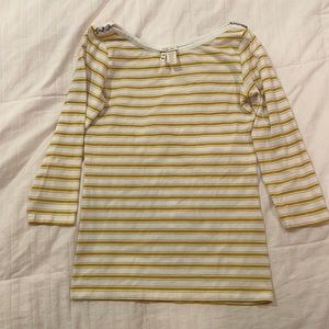 Matilda Jane yellow striped 3/4 inch sleeve top. XS